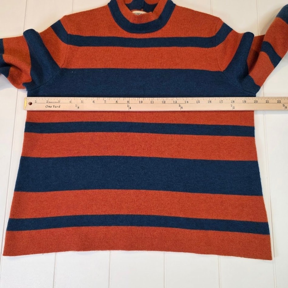 Toad&Co Women S Joni Bell Sleeve Sweater Orange Blue Stripe Mock Neck Wool Blend - Picture 7 of 9